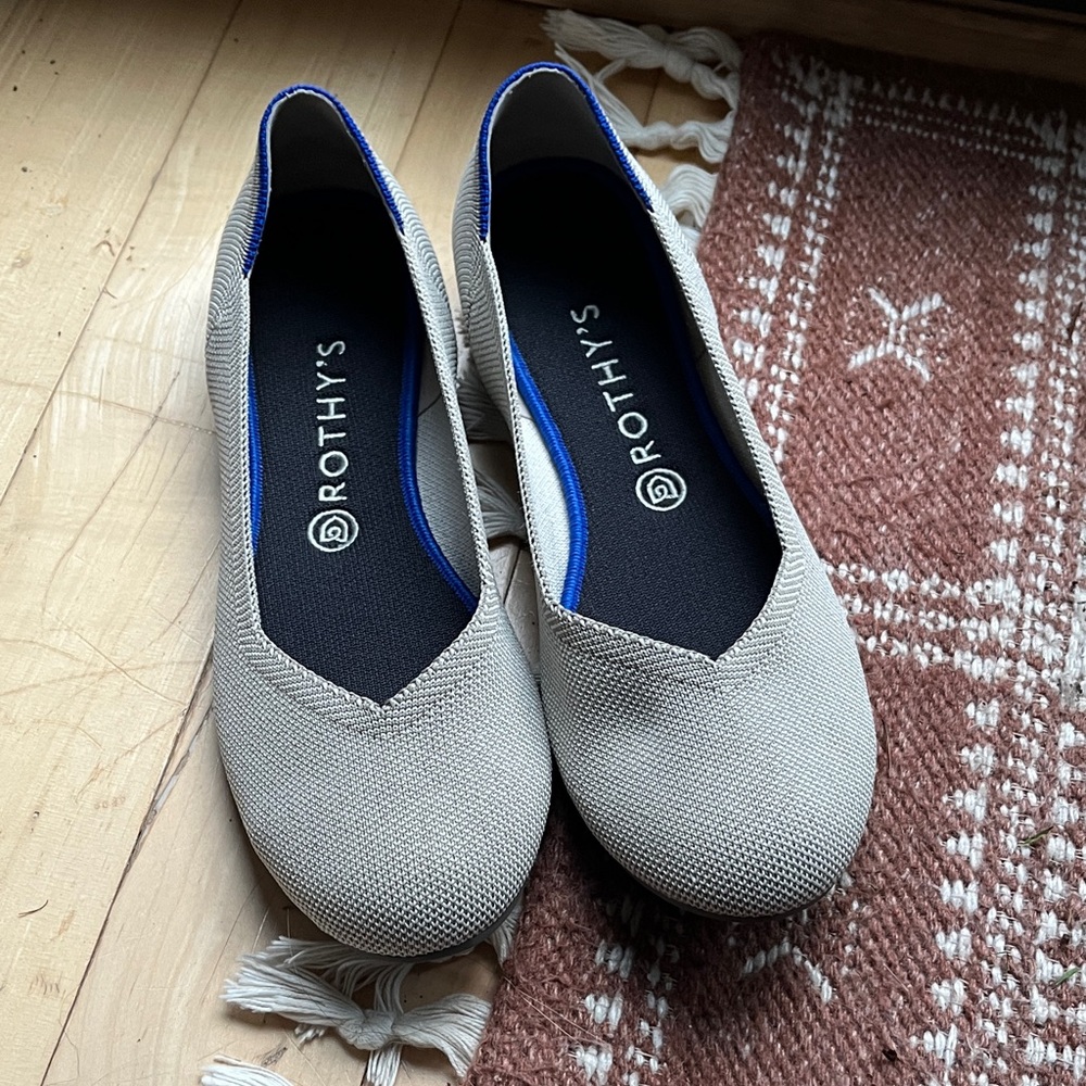 Like New Rothy's The Flat in Flax Birdseye, Size 11 Slip On Ballet Flats Shoes